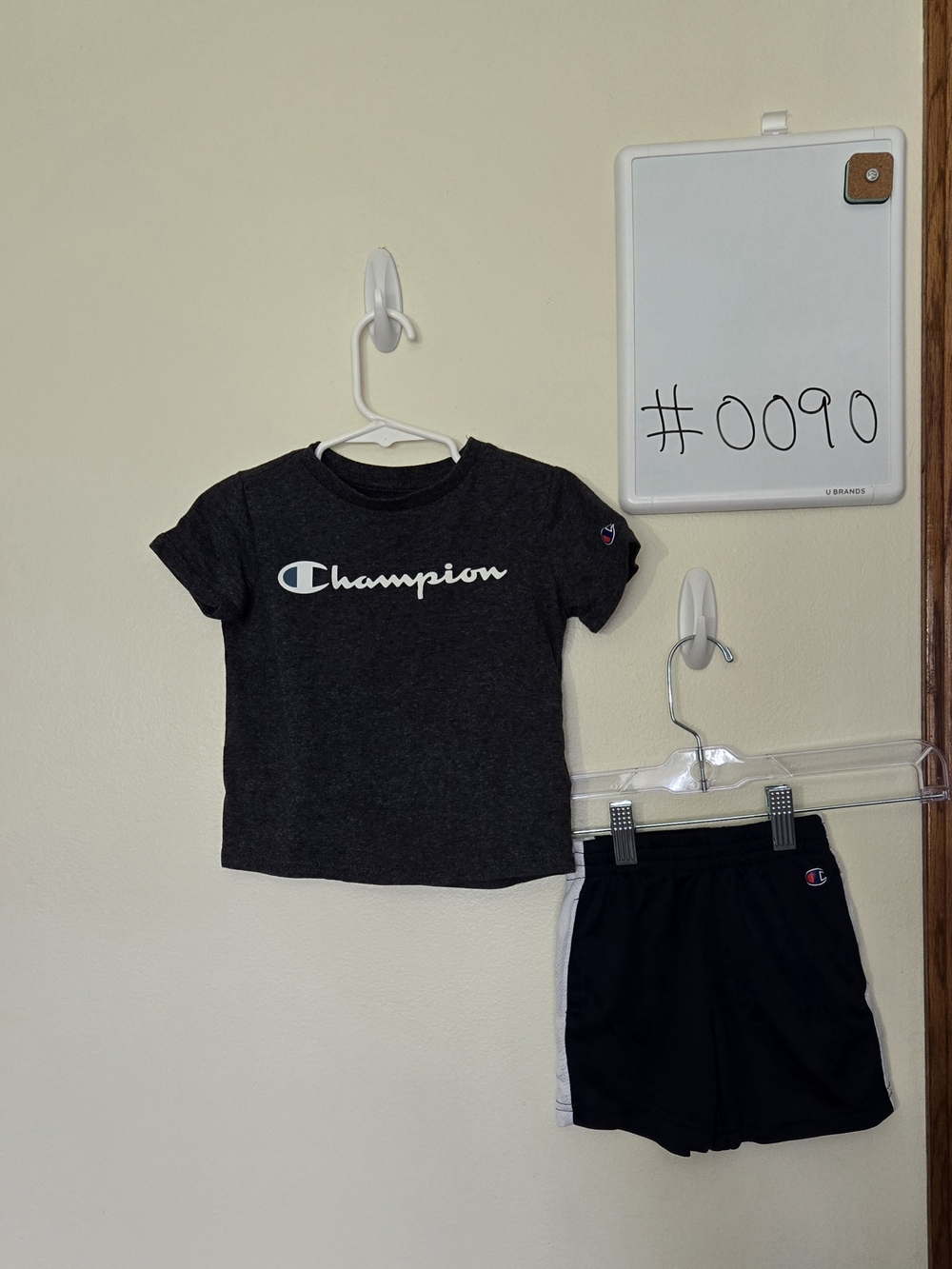 Champion Kids' 2T Charcoal Logo Tee and Black Shorts Set #0090